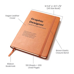 Graphic Designer Journal, A5 Vegan Leather Journal Notebook, Graduation Gift, Graphic Designer Gift image 6