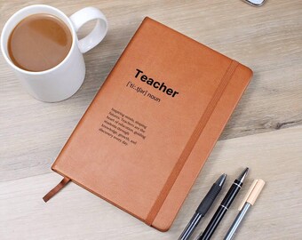 Teacher Journal, A5 Vegan Leather Journal Notebook, Graduation Gift, Teacher Gift