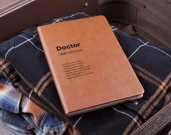 Diario para médicos, cuaderno A5 de cuero vegano, regalo de graduación para médicos, regalo de diario para cardiólogos, regalo personalizado para médicos