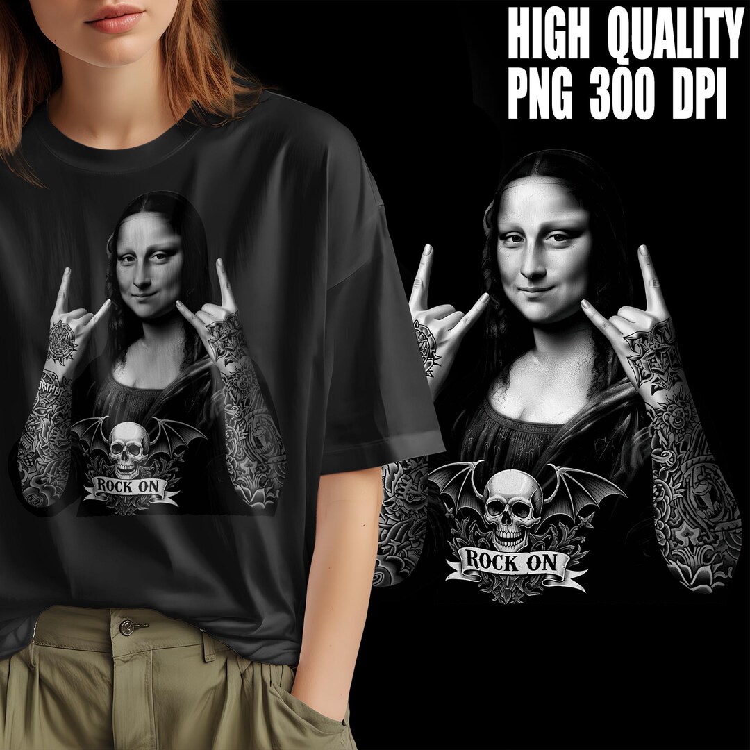Funny Mona Lisa Rock N Roll Parody PNG Retro Vintage Humor Art Meme ...