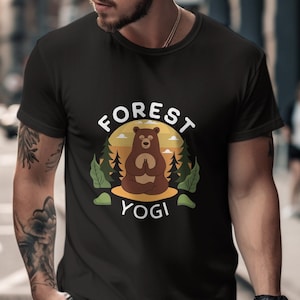 Bear Yoga T shirt Graphic Tee Bear Shirt Nature Inspired Nature Lover Animal Inspired Novelty Gift Apparel Unisex T shirts Etsy