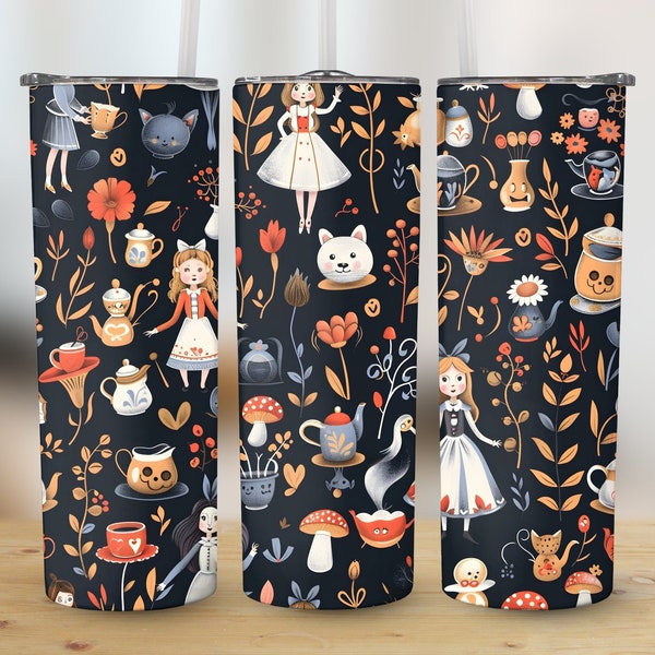 Fairy Tale Wonderland Tumbler Wrap, 20oz Sublimation Tumbler Designs, Straight & Tapered Tumbler Wrap PNG Instant Download Commercial Use