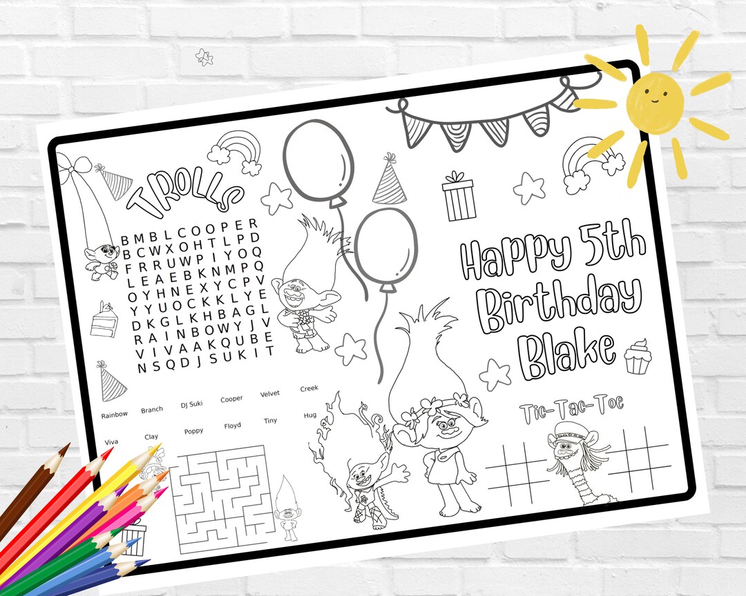 Party Printable, Coloring Sheet, Troll Coloring Page, Printable ...