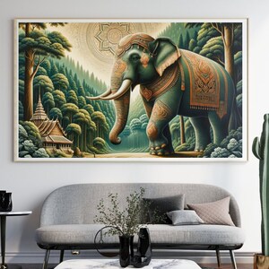 Thai pattern elephant, Digital art print, Wall Art Reference, Digital Print Download, Digital Wall Print Download,