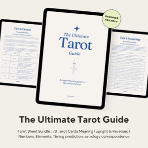The Ultimate Tarot Guide: Pacote de folhas de tarô | Significados de 78 cartas e astrologia | Formato PDF A4 para impressão de 24 páginas | Download digital