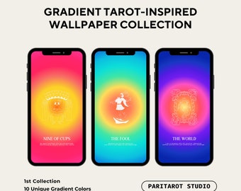 10 Aura Gradient Tarot Phone Wallpapers, Aesthetic iPhone and Phone Wallpapers with Affirmations, Tarot Wallpaper Bundle | Digital Products