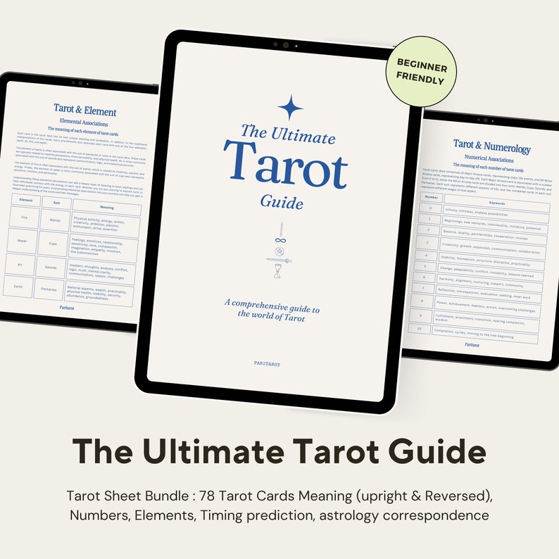 The Ultimate Tarot Guide : Tarot Sheet Bundle 78 Cards Meanings & Astrology 24-Page Printable A4 PDF Format Digital Download zdjęcie 1