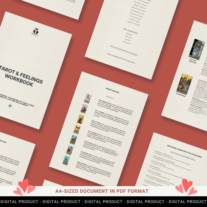 Tarot & Gevoelens Werkboek door PARITAROT: Thaise versie | Hyperlinked PDF-document op A4-formaat | 32 pagina's afbeelding 4