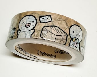 Cinta washi de Coffee Monsterz Co. en rollo completo – Suministros para agenda de edición limitada "Mail Is Here"