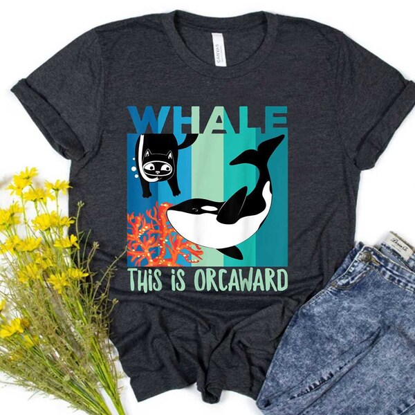 Funny Vintage This Is Orcaward Orca Lover Cat Lover Whale T-shirt