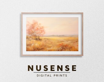 Land landschapsschilderkunst, olieverfschilderij, afdrukbare kunst, downloadbare kunst, lenteweide, olieverfschilderij, digitale download, decor van het huis