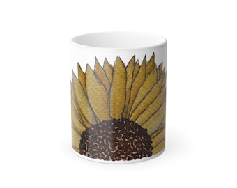 Sonnenblume Color Morphing Becher, 11 Unze; Sonnenblume Becher; Sonnenblume Geschenk; Sonnenblumengeschenke für sie; Sonnenblume Kaffeebecher; Farbwechsel Becher