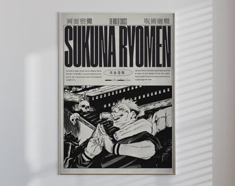 呪術廻戦 SUKUNA RYOMEN V2 | 1枚セット マンガアートプリント | アニメウォールプリント ミニマリスト