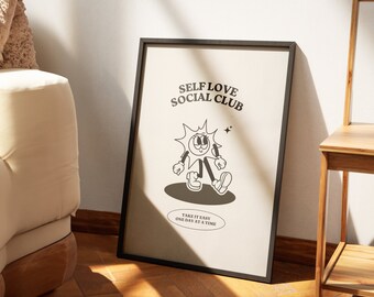 セルフ ラブ ソーシャル クラブ プリント | トレンディなウォール アート | タイポグラフィ ポスター | レトロ プリント | アパートメント エステティック | 印刷可能なウォール アート | デジタル プリント