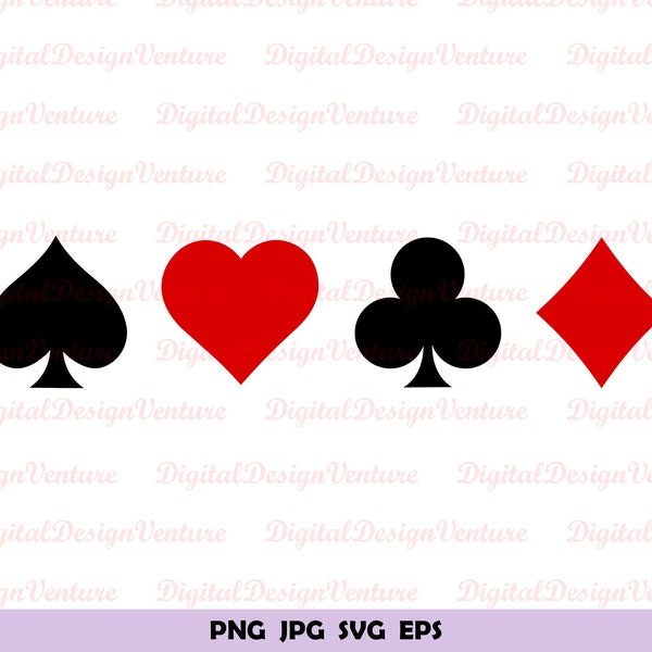 Card Suits, Playing Card Suits, Red and Black Design, svg png jpg eps, INSTANT DIGITAL DOWNLOAD
