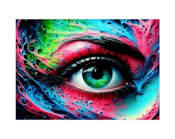 Psychedelic Vision Surreal Eye Art Poster, Digital Print, Rolled Posters, Bright Colors, Wall Art