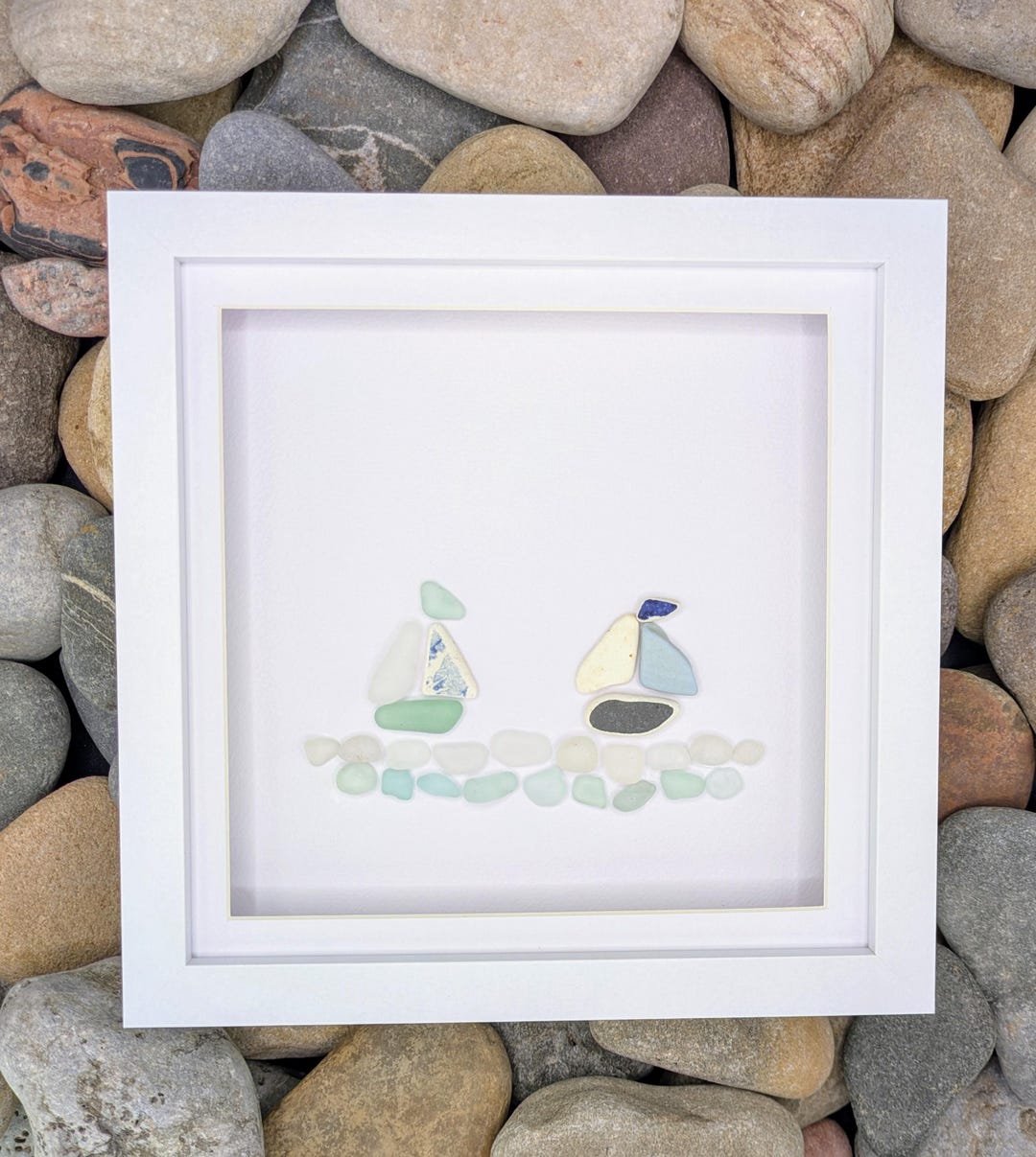 Sea Glass Sailboat Picture: Hand-collected Coastal Art - Etsy