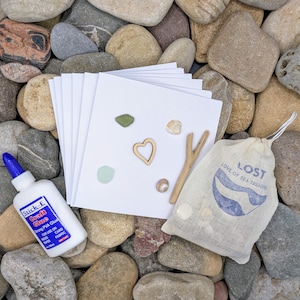 Sea Glass Craft Card Kit: DIY Coastal Art, Shells & Driftwood