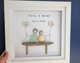 Personalized Sea Glass Wedding Gift: Handmade Coastal Shell Art