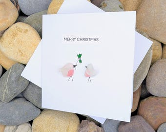 Handmade Sea Glass Christmas Card: Coastal Christmas Cards