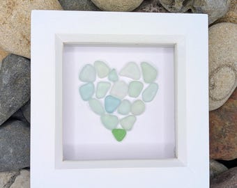 Sea Glass Collage Heart Picture Frame: Anniversary Gift, Wedding Token Gift