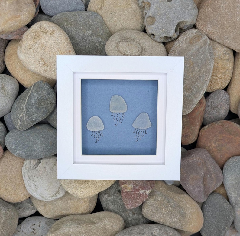 Handmade Sea Glass Jellyfish Picture: Coastal Ocean Art - Etsy
