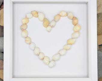 Sea Shell Heart Silhouette: Beach Art, Wedding Gift, Valentine's Present, Beach Chic Decor