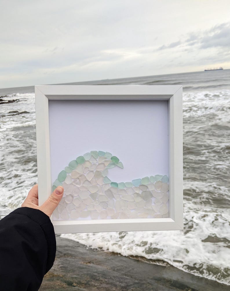 Handmade Sea Glass Wave Art: Coastal Home Decor (25cm) - Etsy UK