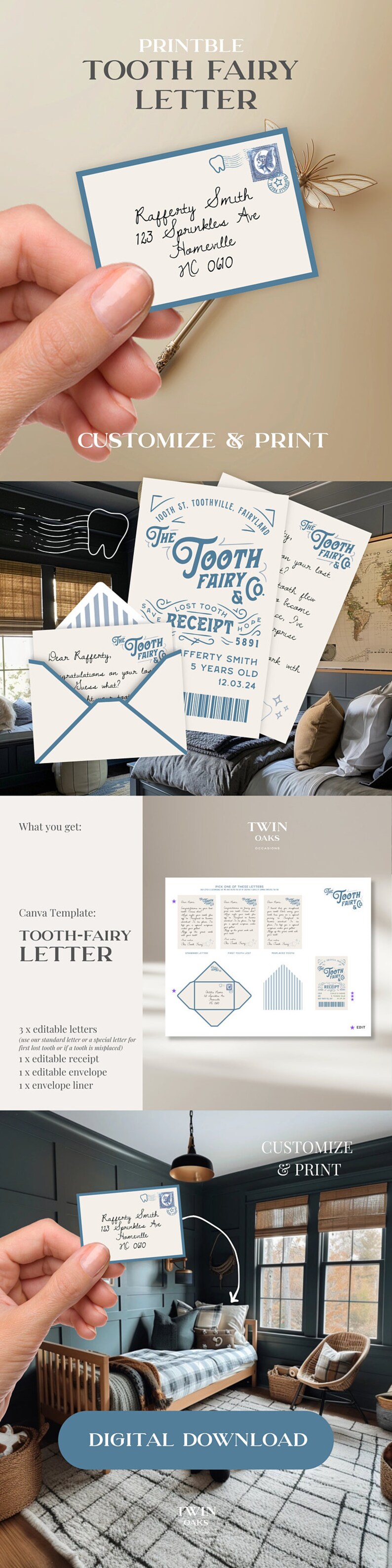 Mini Tooth Fairy Letter Boy Editable Tooth Fairy Letter Printable Lost Tooth Customizable Mini Letter from Tooth Fairy Receipt Editable Boy