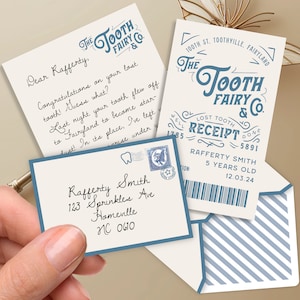 Mini carta del Hada de los Dientes para niño, carta editable del Hada de los Dientes, imprimible, diente perdido, mini carta personalizable del recibo del Hada de los Dientes, editable para niño