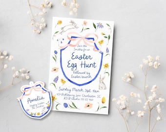 Easter Invitation Digital Download Easter Brunch Invitation Floral Easter Egg Hunt Invitation Rustic Easter Party Invitation Spring Easter
