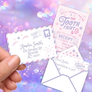 Mini carta del Hada de los Dientes para imprimir Carta del primer Hada de los Dientes para editar Carta del Hada de los Dientes perdida a partir del recibo del Hada de los Dientes para imprimir toothfairie
