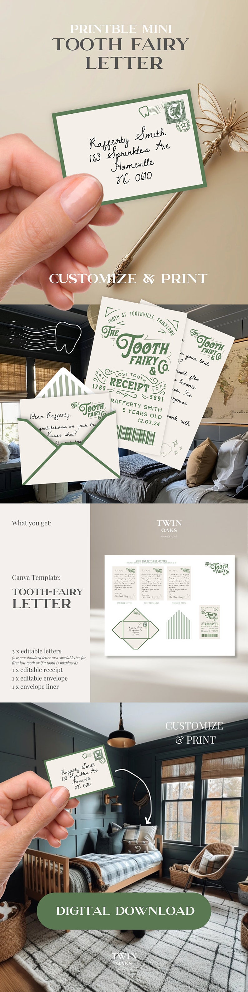 Mini Tooth Fairy Letter Boy Editable Tooth Fairy Letter Printable Lost Tooth Customizable Mini Letter from Tooth Fairy Receipt Editable Boy