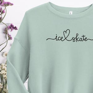 Cute ice {heart} skate crop top | Figure Skater Crop Top Embroidered Sweatshirt for Figure Skater Christmas Gift for Figure Skater