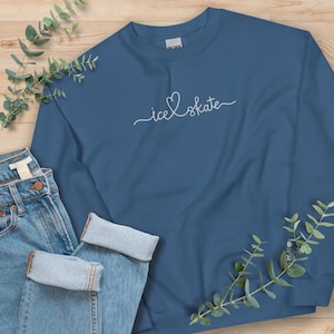 Embroidered Figure Skating Sweatshirt | Gift for Figure Skater | Gift for Figure Skating Coach | I Love Ice Skating Sweatshirt