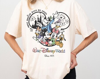 Rétro Walt Disneyworld Est. Chemise couleurs confort 1971, chemise Mickey et ses amis, t-shirt vacances Disney, chemise Walt Disney, chemise voyage Disney