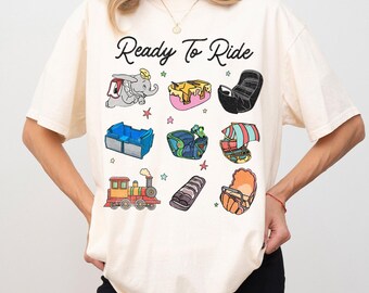 Camiseta vintage de Disney "Just Here for the Rides", camiseta de viaje a Disney, camiseta de Magic Kingdom, camiseta de vacaciones en Disneyland, atuendo de los Parques Disney