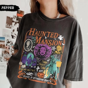 Comfort Colors Vintage Coquette Disney Haunted Mansion Shirt, Welcome Foolish Mortals, Hitchhiking Ghost, Disney Girl Halloween Trip Shirt