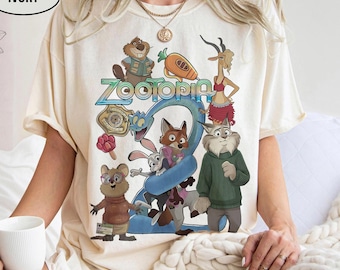 Camiseta de personajes de Zootopia con colores cómodos, camiseta de Nick Wilde y Judy Hopps, camiseta de viaje familiar de Disney, camiseta de Zootopia de Disneyland Disney World