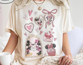 Comfort Colors® Disney Coquette Bow Valentinstag Shirt, Mickey & Minnie Valentinstag Tee, Disney Paar Reise T-Shirt, Happy Valentine's Day Geschenk