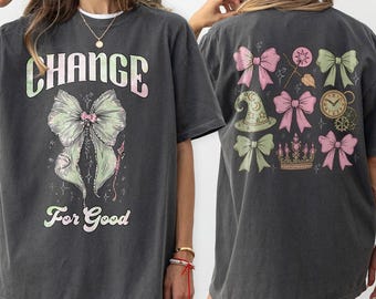 Retro Wicked für guten Komfort geändert Farben Shirt, trotzt der Schwerkraft Zauberer von Oz T-Shirt, Pink & Grün Hexe 2-seitiges Top, Retro Musical Fan Geschenk