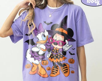 Comfort Colors® Retro Minnie Daisy Halloween Shirt, Spooky Disney Besties, Trick Or Treat 2026 Tee, Disney Halloween Trip Shirt