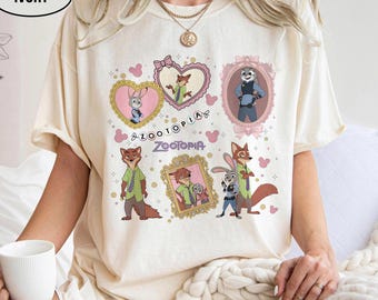 Coquette Zootopia Shirt, Judy Hopps Nick Wilde Tee, Retro Pastel Aesthetic Top, Kawaii Cartoon Graphic Tee, Zootopia Vintage Animal Shirt