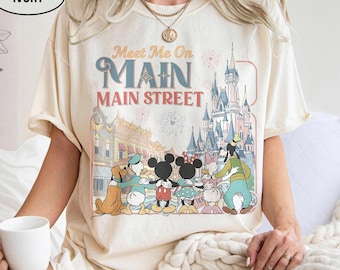 Meet Me On Main Street Comfort Colors® Shirt, Retro Mickey and Friends Magic Kingdom Tee, Disney World Family Trip 2026, Couple Matching Tee