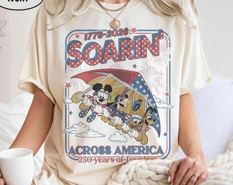 Comfort Colors® Retro Mickey Soarin Across America Shirt, Epcot USA 250th Anniversary, Disney Family Trip Shirt 2026, Epcot Center Tee