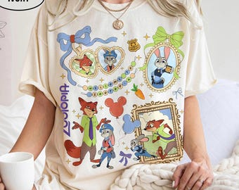 Chemise avec nœud coquette Zootopia Disneyland, t-shirt film Zootopia Disney World, chemise Nick Wilde & Judy Hopps, jolies chemises voyage Zootopie Disneyland