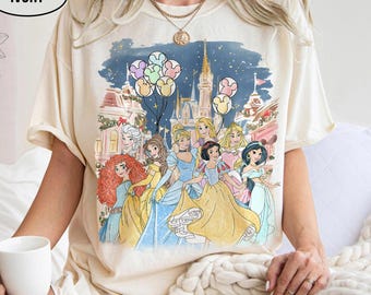 Watercolor Disney Princess Shirts, Girls Trip Tee for Disneyland WDW, Princess Characters Tee, Elsa Rapunzel Jasmine Aurora Cinderella Ariel