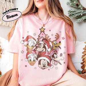 Mickey and Friends Pink Christmas Sweatshirt, Mickey Christmas Sweatshirt, Disney Christmas Sweatshirt, Disney Shirt, Christmas Party Shirt