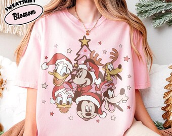 Mickey en vrienden roze kersttrui, Mickey kersttrui, Disney kersttrui, Disney-shirt, shirt kerstfeest