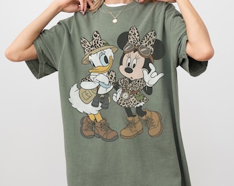 Retro Comfort Colors® Minnie Daisy Safari Leopard Shirt, Animal Kingdom Leopard Besties Tee, Lets Get Wild WDW Matching Family Trip 2026 Tee